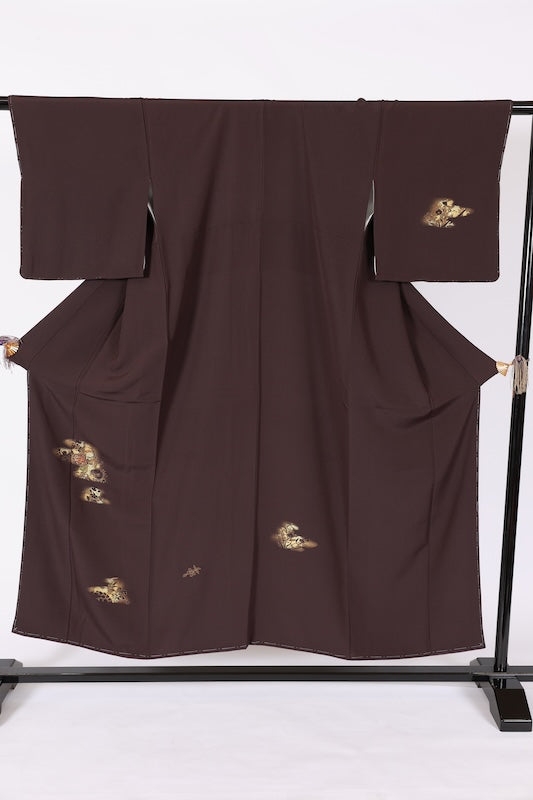 New Unused Japanese kimono used <houmongi> Msize silk 100% /T533