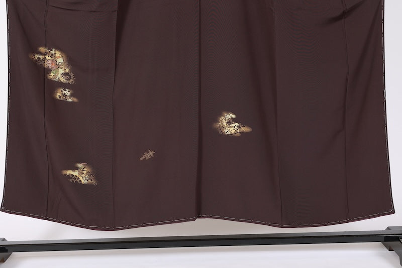 New Unused Japanese kimono used <houmongi> Msize silk 100% /T533