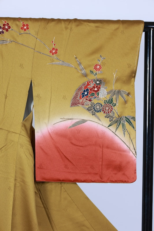 Japanese kimono used <houmongi> Lsize silk 100% /T534