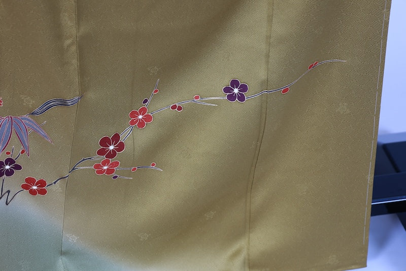 Japanese kimono used <houmongi> Lsize silk 100% /T534