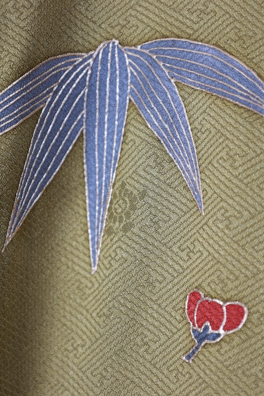 Japanese kimono used <houmongi> Lsize silk 100% /T534