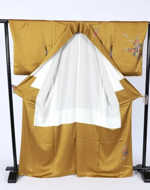 Japanese kimono used <houmongi> Lsize silk 100% /T534
