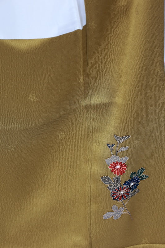 Japanese kimono used <houmongi> Lsize silk 100% /T534
