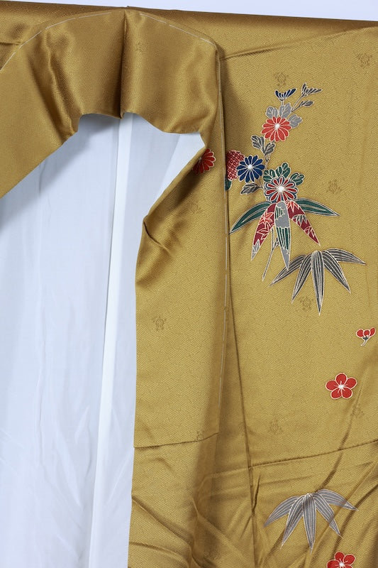 Japanese kimono used <houmongi> Lsize silk 100% /T534
