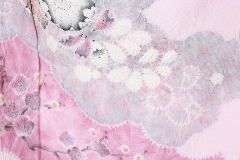 Japanese kimono used <houmongi> Msize silk 100% /T536