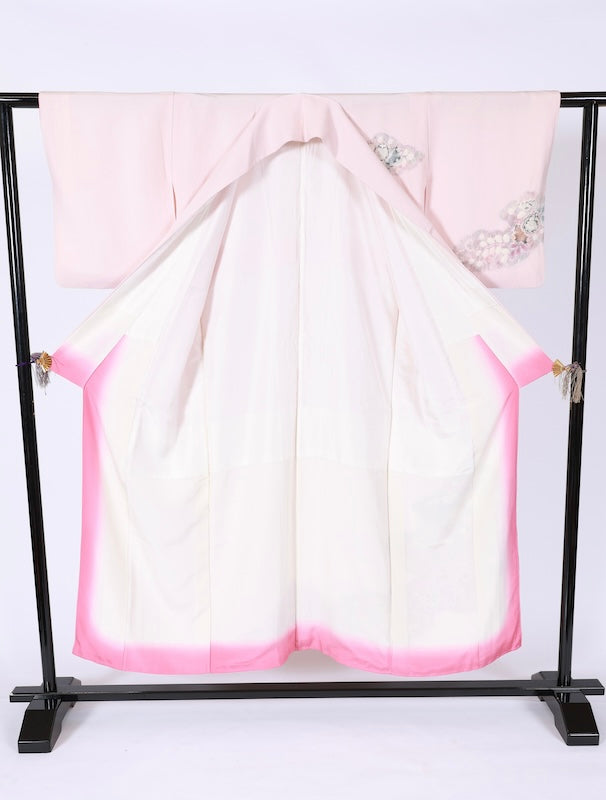 Japanese kimono used <houmongi> Msize silk 100% /T536