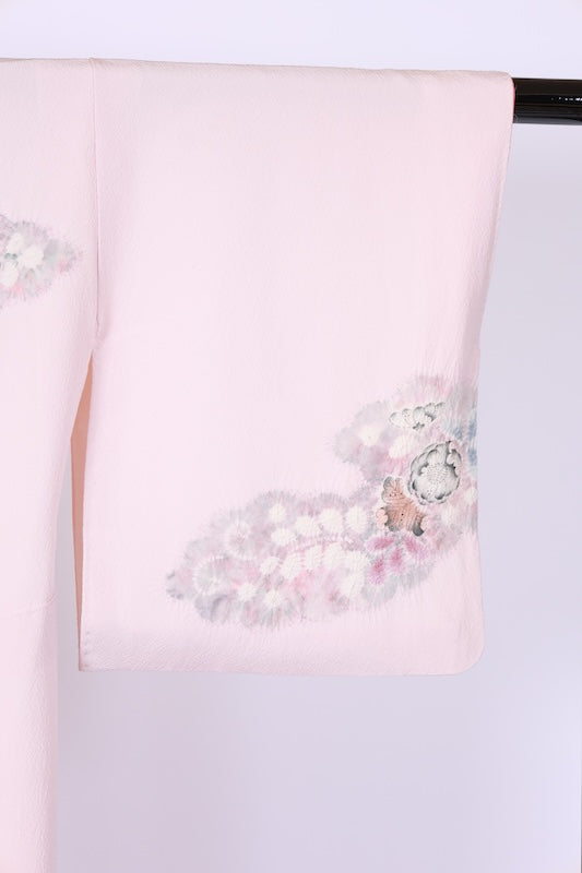 Japanese kimono used <houmongi> Msize silk 100% /T536