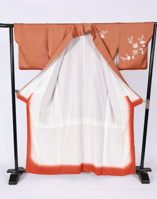 Japanese kimono used <houmongi> Msize silk 100% /T537