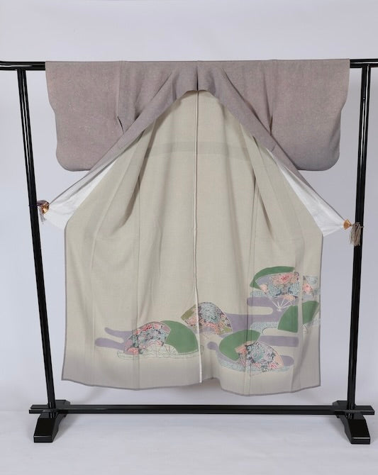 Japanese kimono used <houmongi> Msize silk 100% /T538