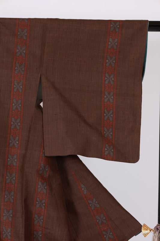 Japanese kimono used <tsumugi> Msize silk 100% /T599