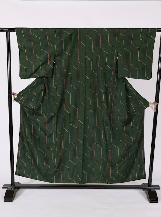 Japanese kimono used <Tsumugi> Msize silk 100% /T597