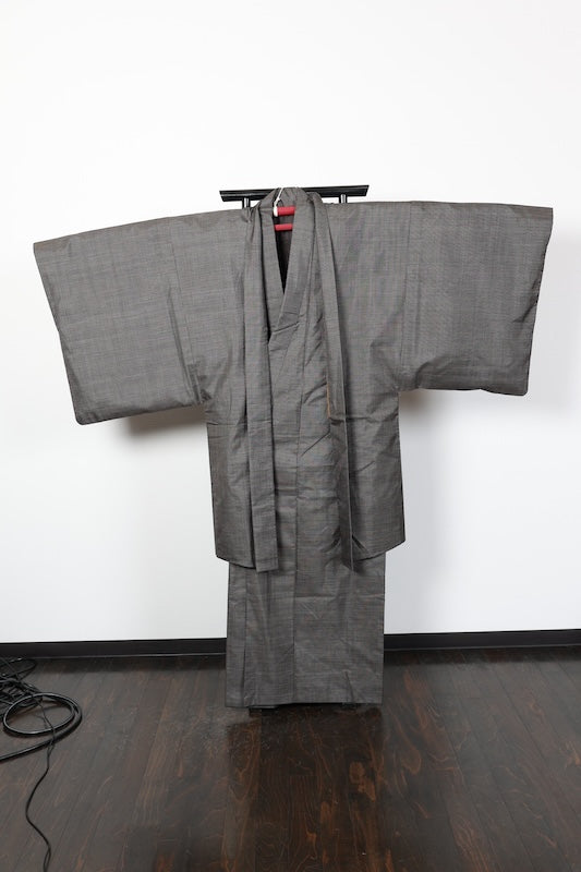 Japanese Men's kimono,haori 2piece set used M-size silk 100% /B1026