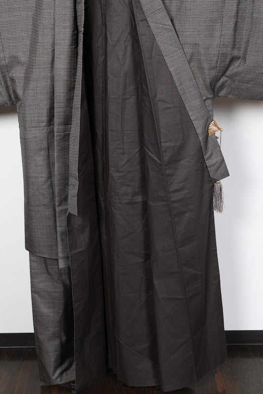 Japanese Men's kimono,haori 2piece set used M-size silk 100% /B1026