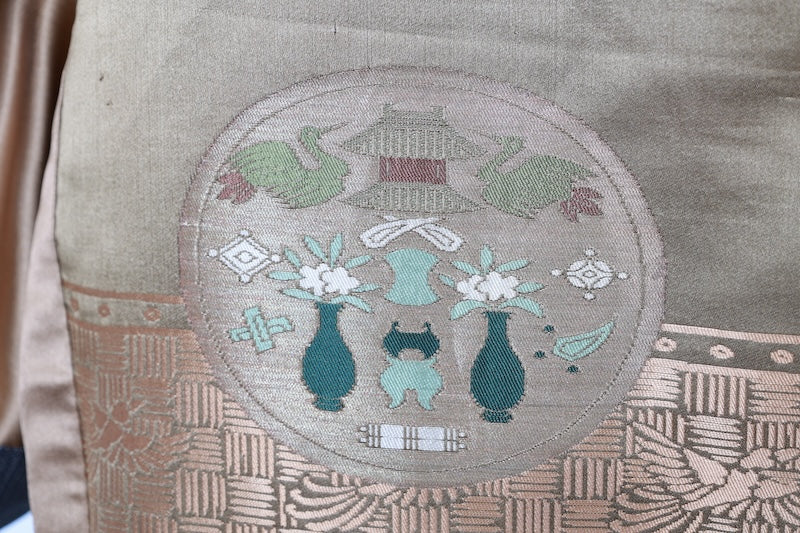 Japanese Men's kimono,haori 2piece set used M-size silk 100% /B1026