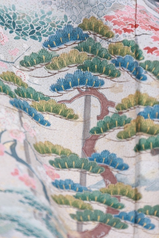 Japanese kimono used <Kurotomesode> Msize silk 100% /T594