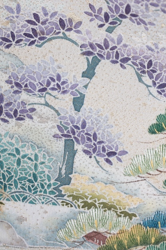 Japanese kimono used <Kurotomesode> Msize silk 100% /T594