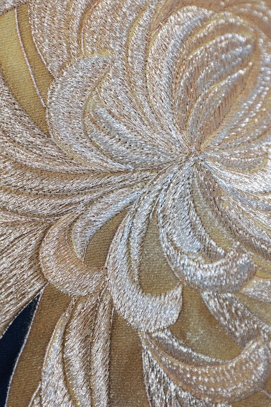 Japanese kimono used <kurotomesode> Msize silk 100% /T593