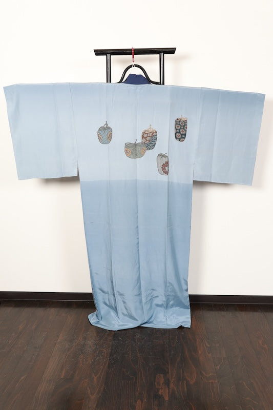 Japanese Men's Nagazyuban(under wear) used L-size silk 100% /B1018