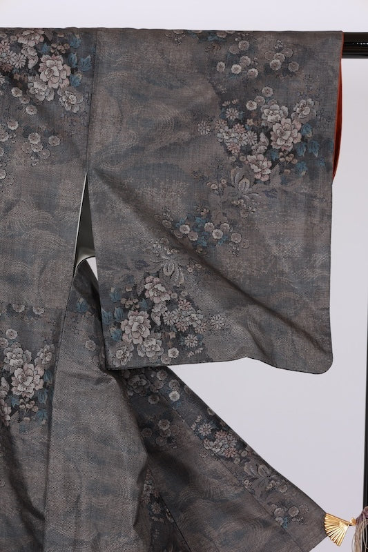 Japanese kimono used <houmongi> Msize silk 100% /T587