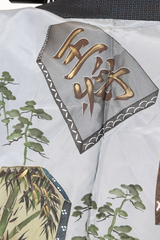 Japanese Men's kimono,haori 2piece set Unused New M-size silk 100% /B1017