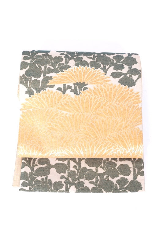 Japanese used sash belt (Hukuro-obi) 100% silk /T558