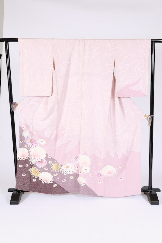 Japanese kimono Used(Houmongi) L-size 100% silk /G8