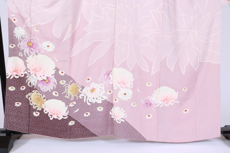 Japanese kimono Used(Houmongi) L-size 100% silk /G8