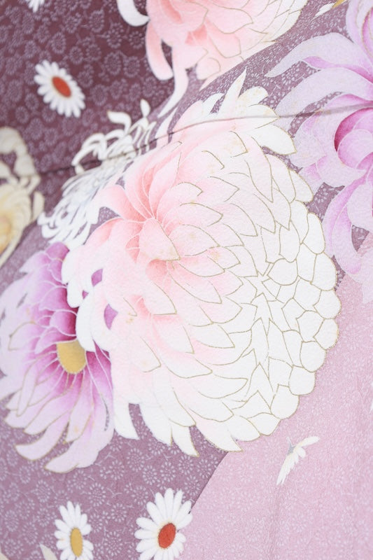 Japanese kimono Used(Houmongi) L-size 100% silk /G8