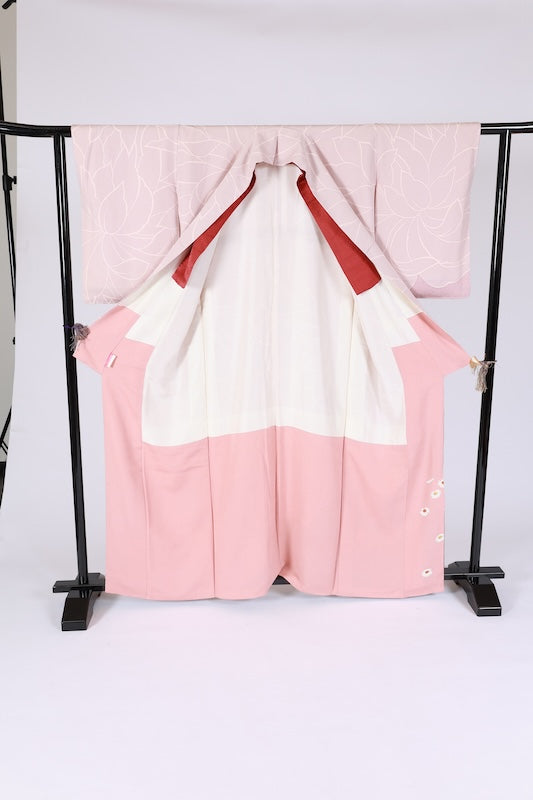 Japanese kimono Used(Houmongi) L-size 100% silk /G8