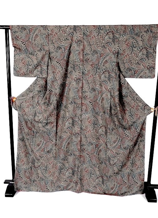 New Unused Japanese kimono <komon> Lsize silk 100% /T581