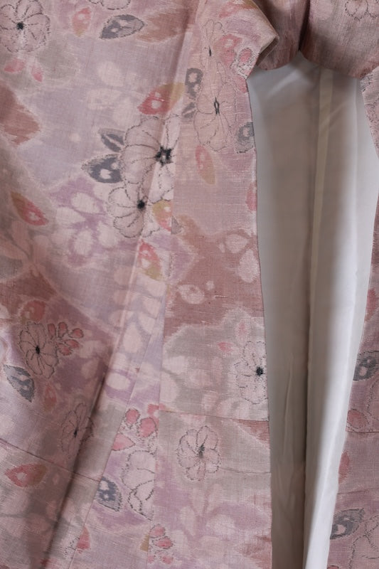 Ojiya Tsumugi used silk fabric, light purple, gray, brown, black, Tsujigahana pattern, J36