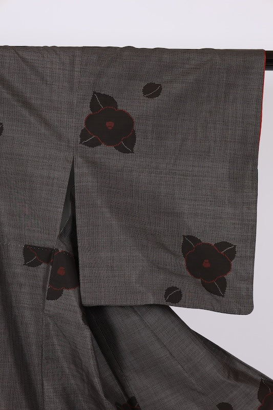Japanese kimono used <Tsumugi> Msize silk 100% /T585