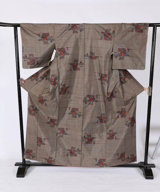 Japanese kimono Unused <Tsumugi> Msize silk 100% /T614