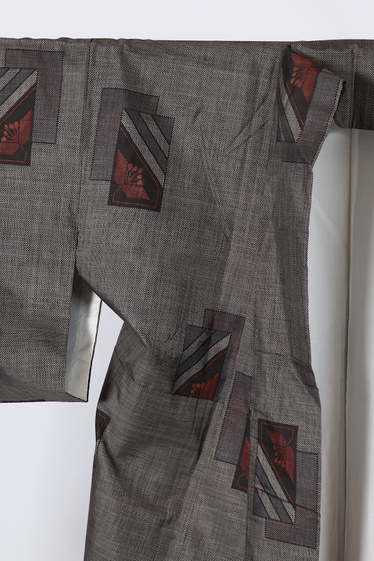 Japanese kimono used <Tsumugi> Msize silk 100% /T668