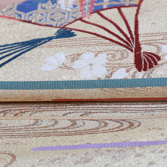 Japanese kimono sash belt used(fukuroobi)silk100%/G33