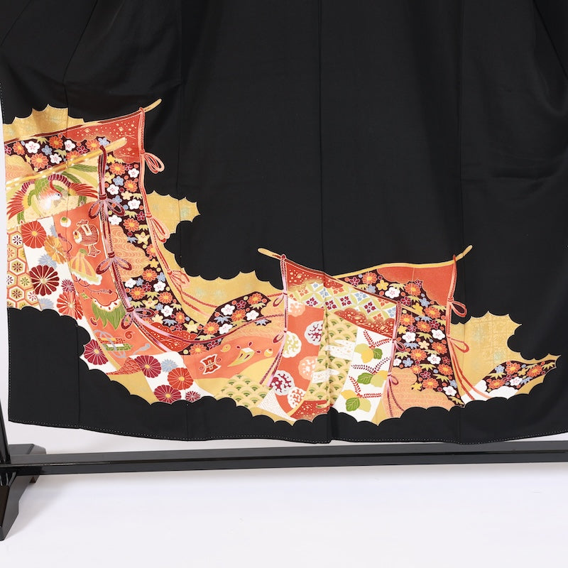 Japanese kimono (Kurotomesode) M-size 100% silk /G42