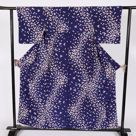 Japanese kimono used <Komon> Msize silk 100% /T642