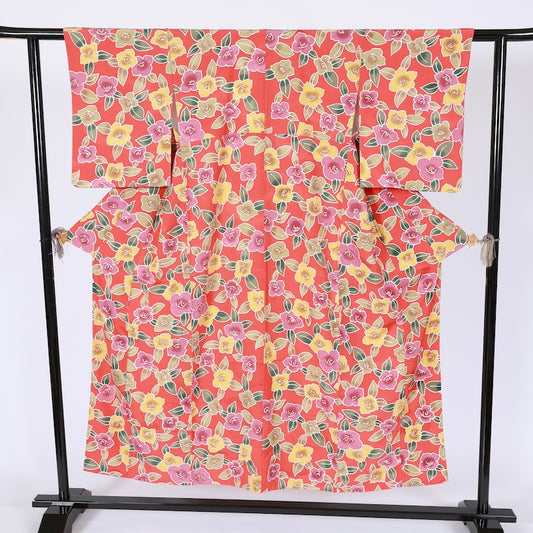 Japanese kimono used <Komon> Msize silk 100% /T641