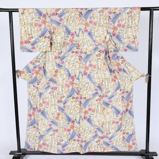 Japanese kimono used <Komon> Msize silk 100% /T639