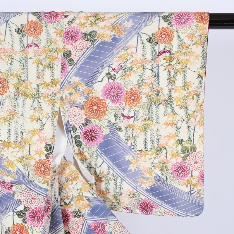 Japanese kimono used <Komon> Msize silk 100% /T639