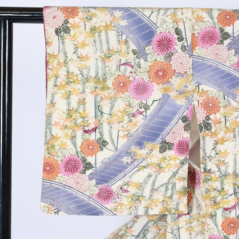 Japanese kimono used <Komon> Msize silk 100% /T639