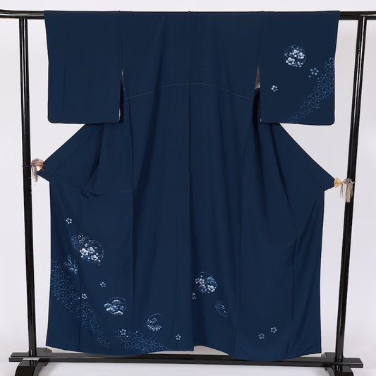 Japanese kimono used <houmongi> Msize silk 100% /T636