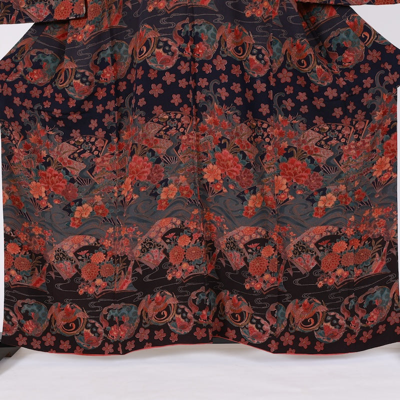 Japanese kimono used <Komon> Msize silk 100% /T634