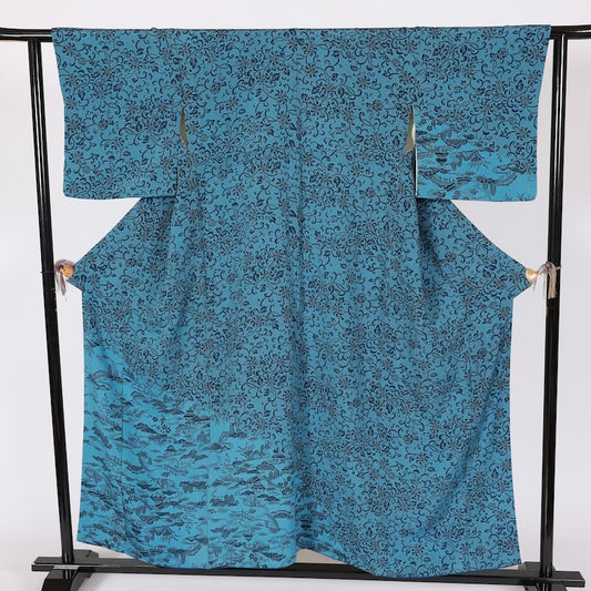 Japanese kimono used <houmongi> Msize silk 100% /