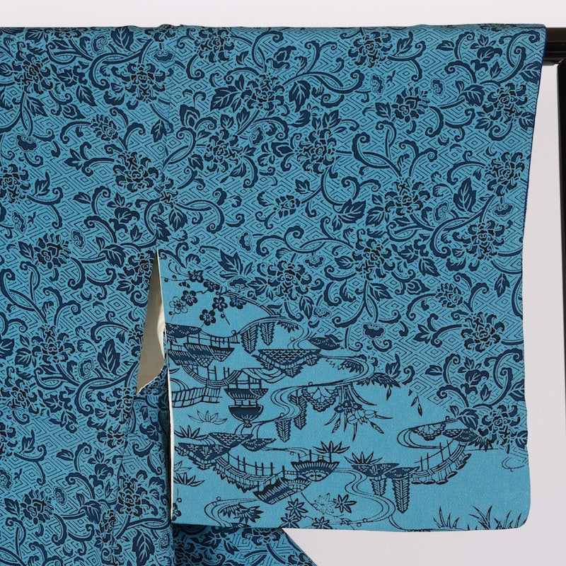 Japanese kimono used <houmongi> Msize silk 100% /