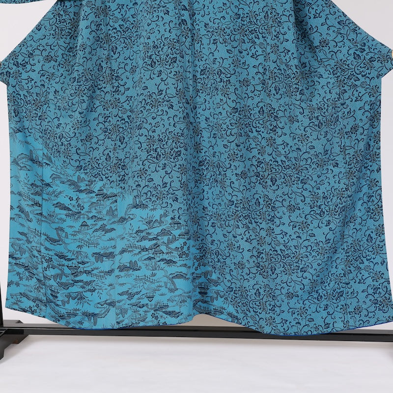 Japanese kimono used <houmongi> Msize silk 100% /