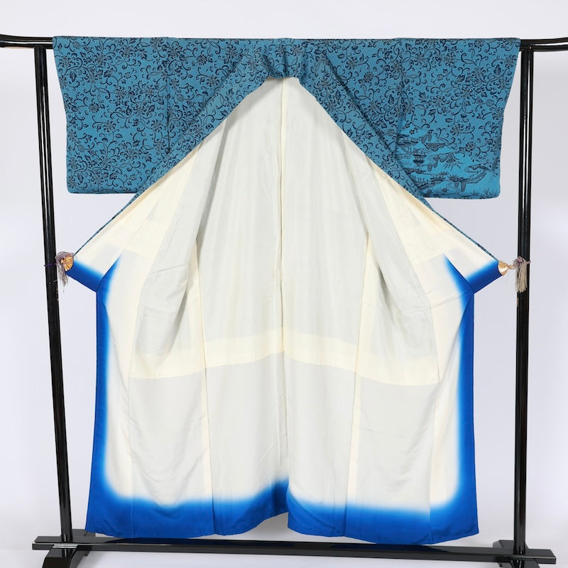 Japanese kimono used <houmongi> Msize silk 100% /