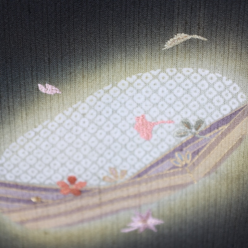 Japanese kimono used <houmongi> Msize silk 100% /T632