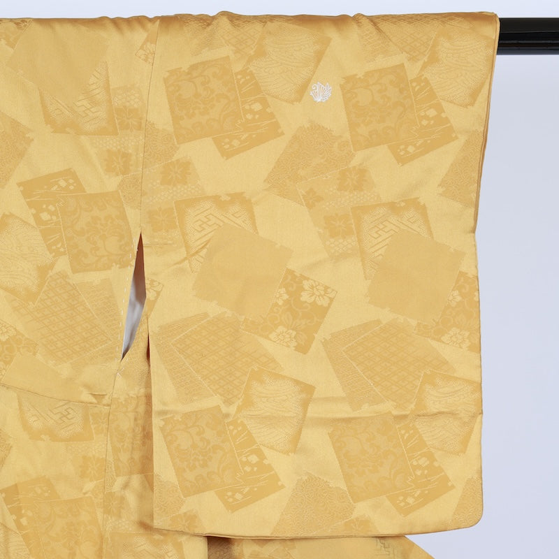 Japanese kimono used <Iromuzi> Msize silk 100% /T630