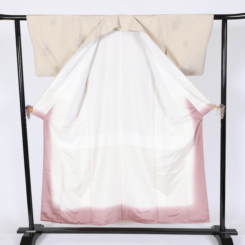 Japanese kimono used <Tsumugi> Msize silk 100% /T628